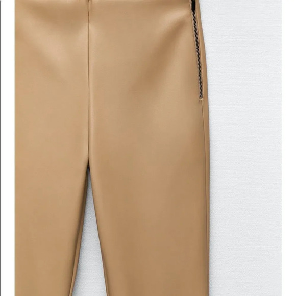 Zara high waist faux leather leggings with side zipper - Picture 3 of 4